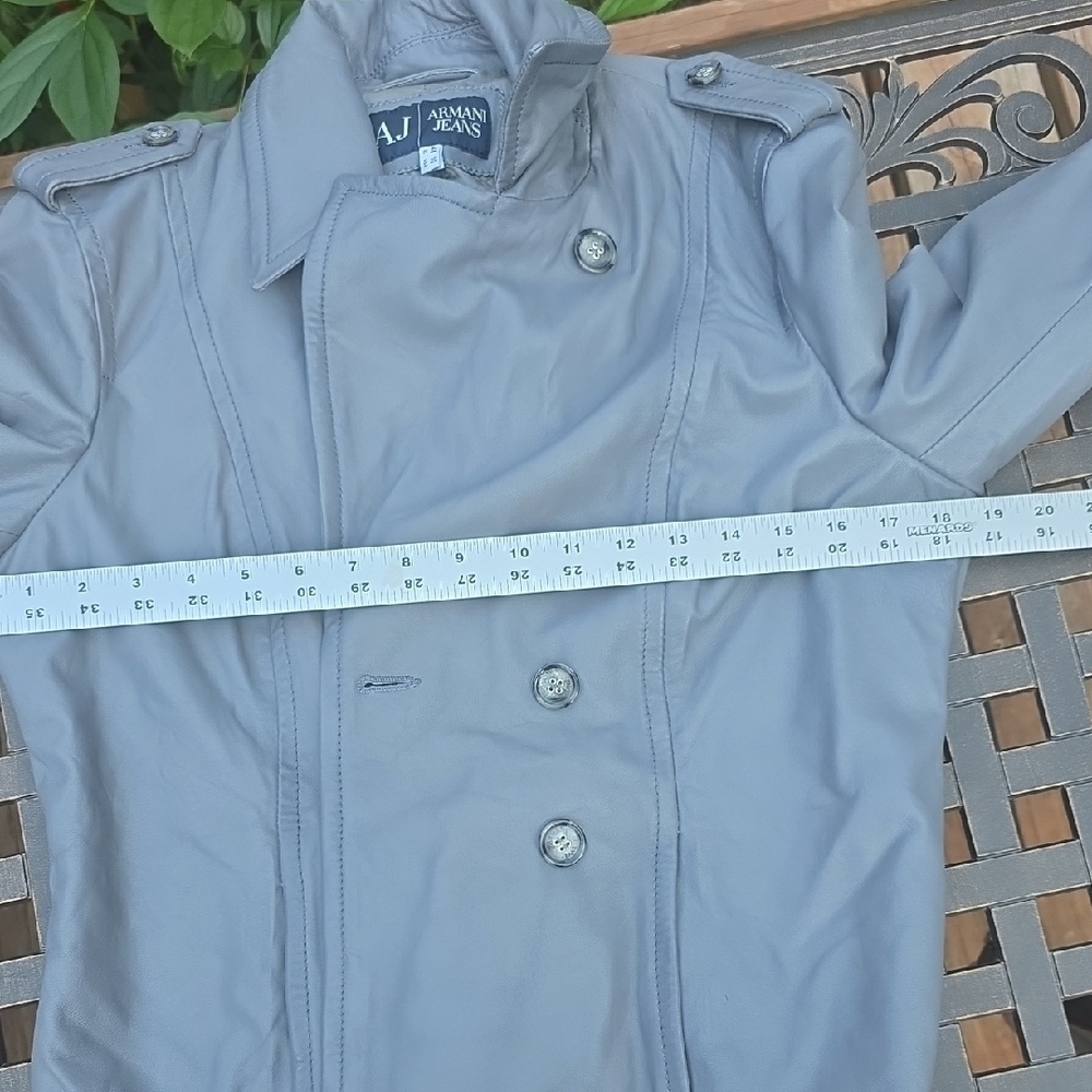 Armani Jeans Women's Gray Leather Jacket - Picture 11 of 12